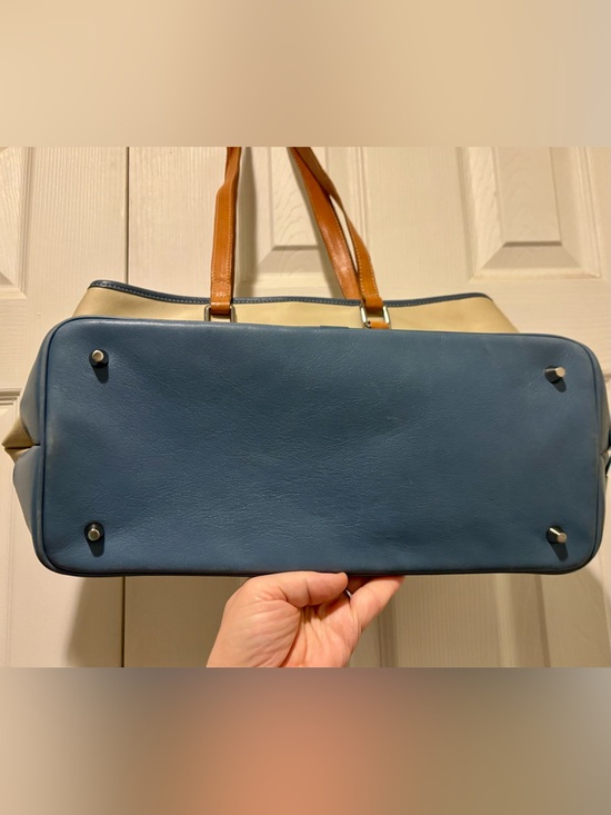 Coach Hampton Vintage Y2K - Cream & Blue Canvas & Leather Tote 